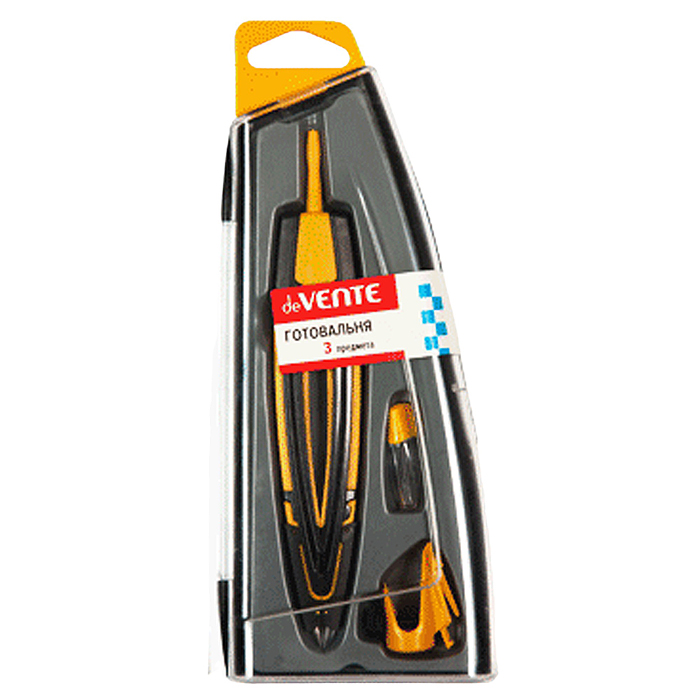 Готовальня (3 предмета) цветной корпус, в пластиковом футляре 