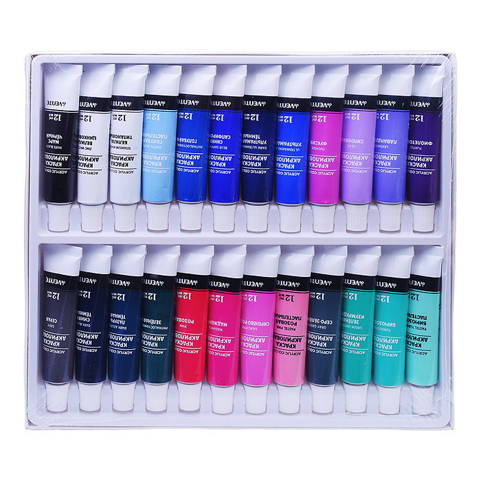 Фото к товару Краски акриловые профессиональные художественные 48 цветов по 12 мл, в алюминиевых тубах Краски акриловые профессиональные художественные 48 цветов по 12 мл, в алюминиевых тубах
