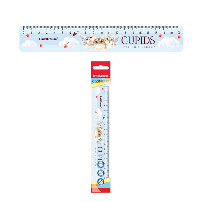 Линейка пластиковая Cupids, 20см, во флоупаке Линейка пластиковая Cupids, 20см, во флоупаке