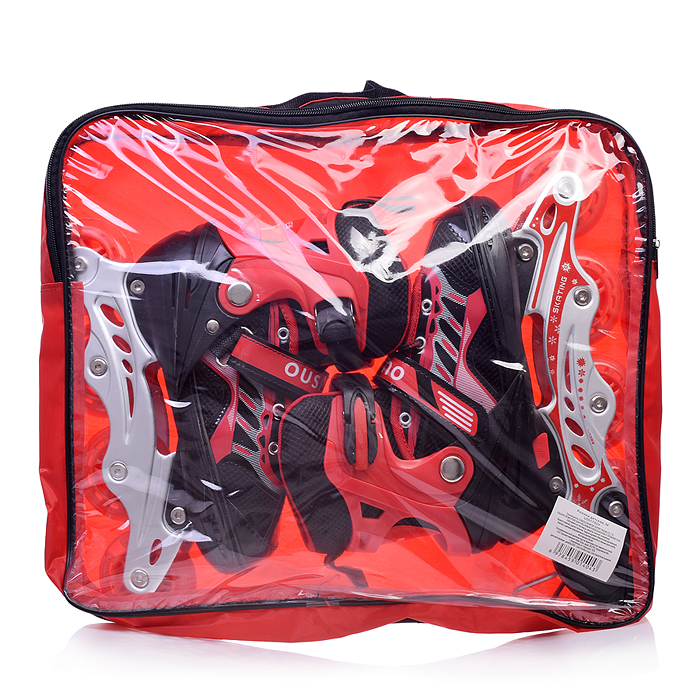 Фото к товару Роликовые коньки U001750Y раздвижные, PU колёса со светом, размер M, красные, в сумке Роликовые коньки U001750Y раздвижные, PU колёса со светом, размер M, красные, в сумке