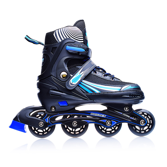 Фото к товару Роликовые коньки U001754Y раздвижные, PU колёса, черно-голубые, размер L, в сумке Роликовые коньки U001754Y раздвижные, PU колёса, черно-голубые, размер L, в сумке