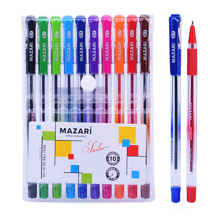 Набор ручек шариковых "Sail", 10 цв.(ассорти), серия Smart Ink, чернила на масляной основе (Индия), 