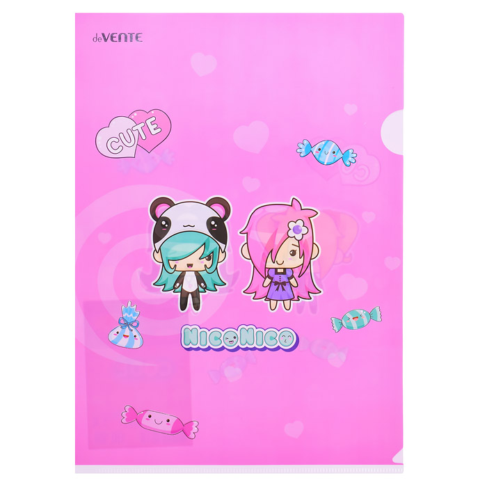 Фото к товару Папка-уголок "NicoNico" A4 (220x310 мм) 180 мкм, непрозрачная с рисунком, тиснение фольг Папка-уголок "NicoNico" A4 (220x310 мм) 180 мкм, непрозрачная с рисунком, тиснение фольг