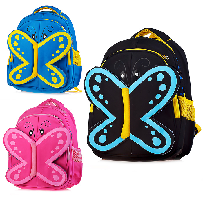 Рюкзак  BUTTERFLY, 35х28х17см, 2 отделения, 2 кармана, уплотненная спинка, ассорти 5 цвето