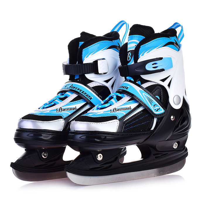 Коньки 00-3114 (размер M35-38) синие, в сумке