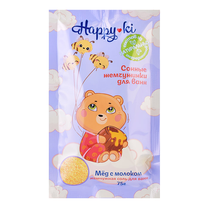Соль для ванн 75г "Happyki" Мёд с молоком Соль для ванн 75г "Happyki" Мёд с молоком
