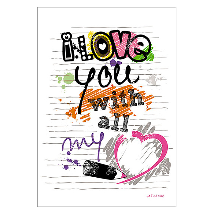 Записная книжка 80л. А5 7БЦ, тонированный блок, клетка "С любовью" Записная книжка 80л. А5 7БЦ, тонированный блок, клетка "С любовью"