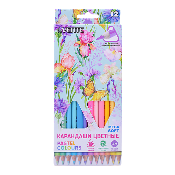 Фото к товару Карандаши цветные "Triolino Ultra 4М. Pastel" 12 цв., пастельная цветовая палитра Карандаши цветные "Triolino Ultra 4М. Pastel" 12 цв., пастельная цветовая палитра