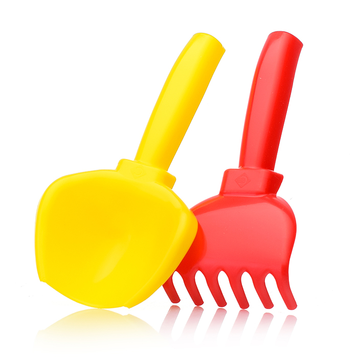 Песочный набор "Пляжный" ( 3 формочки, совок, грабли, ведро)