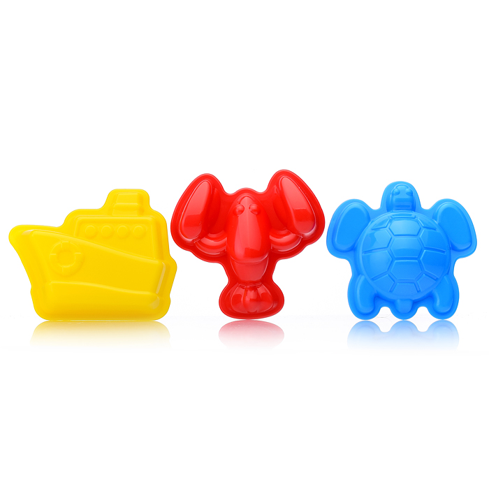 Песочный набор "Пляжный" ( 3 формочки, совок, грабли, ведро)