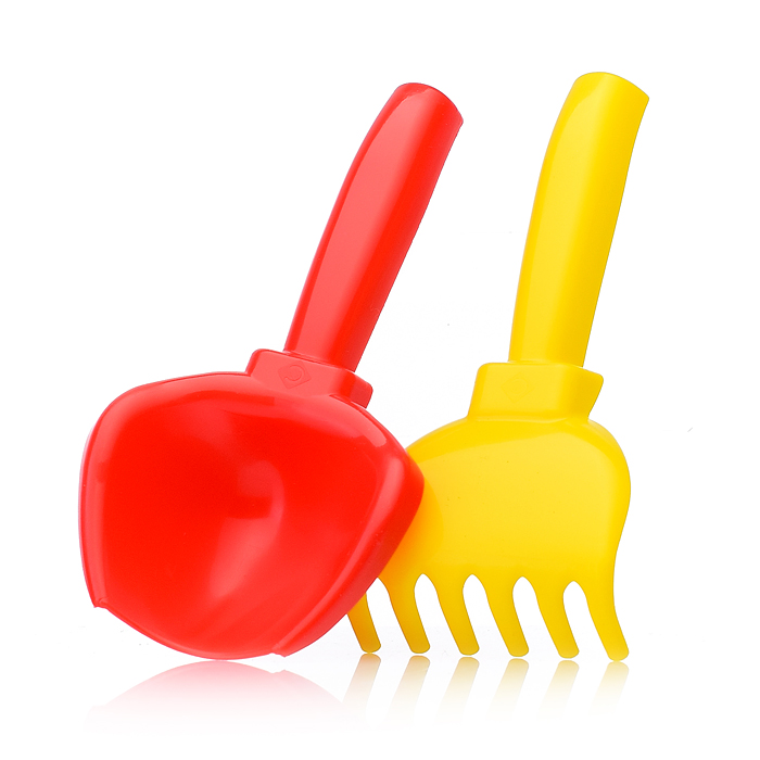 Песочный набор "Пляжный" ( 3 формочки, совок, грабли, ведро)