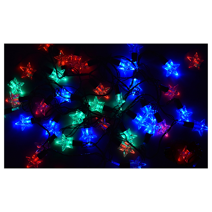 Фото к товару Электрогирлянда "Звёздочки" 6м, 40 ламп, цвет: цветная Электрогирлянда "Звёздочки" 6м, 40 ламп, цвет: цветная