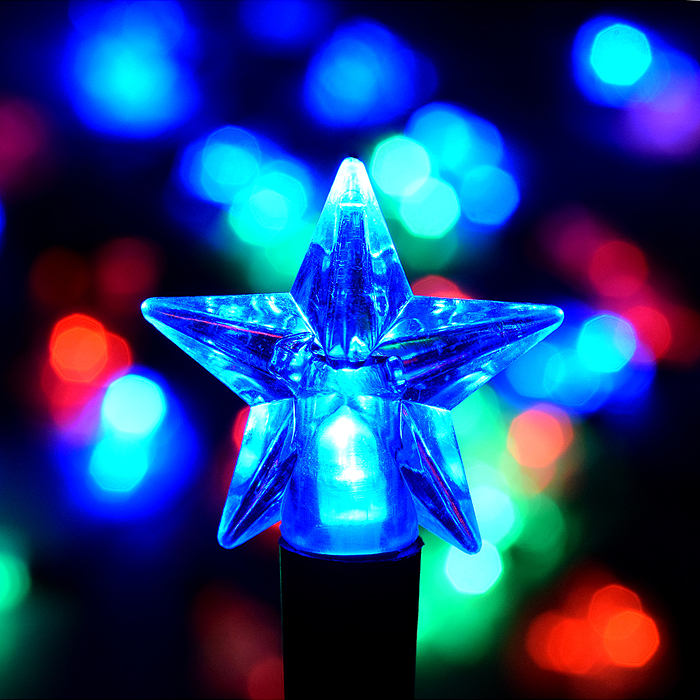 Фото к товару Электрогирлянда "Звёздочки" 6м, 40 ламп, цвет: цветная Электрогирлянда "Звёздочки" 6м, 40 ламп, цвет: цветная
