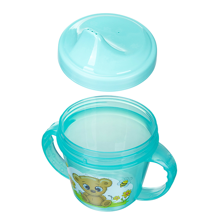 Поильник с ручками и декором, 200мл (Зеленый)