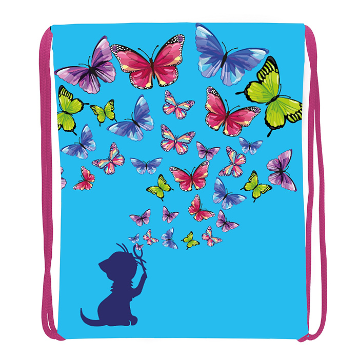 Мешок для обуви "Бабочки" 1 отделение, 330х420мм, петля для подвеса, полиэстер, 210 ден