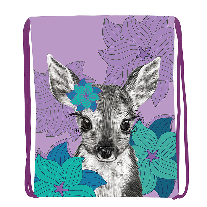 Мешок для обуви "Олень" 1 отделение, 330х420мм, петля для подвеса, полиэстер, 210 ден