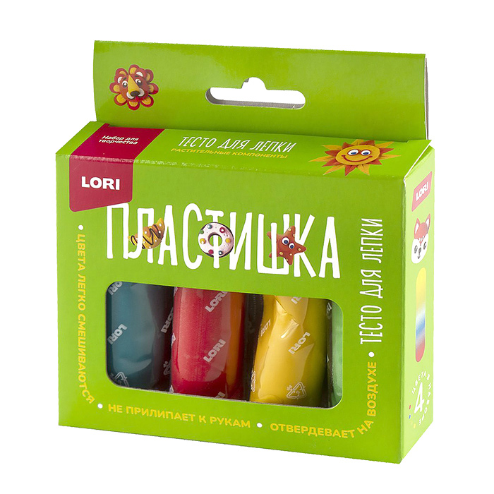 Тесто для лепки 4 цв по 30 гр (коробка с вырубным окном) Тесто для лепки 4 цв по 30 гр (коробка с вырубным окном)