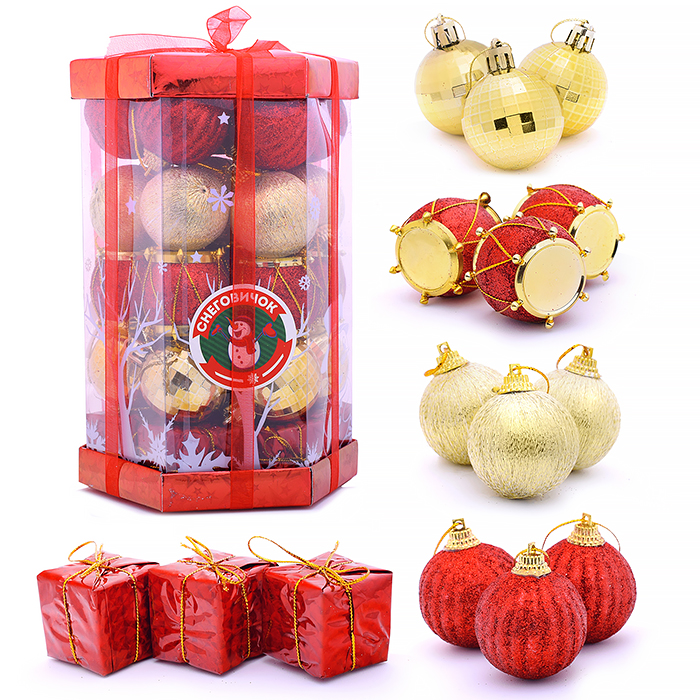 Набор новогодних украшений S1308 "Восторг" в коробке Набор новогодних украшений S1308 "Восторг" в коробке