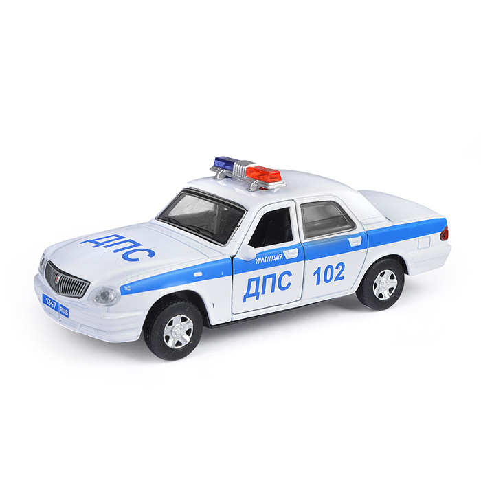 Фото к товару Машина металл ГАЗ -31105 «Волга» Полиция 12,3 см, (дв, баг, свет-звук) инерц., в коробке Машина металл ГАЗ -31105 «Волга» Полиция 12,3 см, (дв, баг, свет-звук) инерц., в коробке