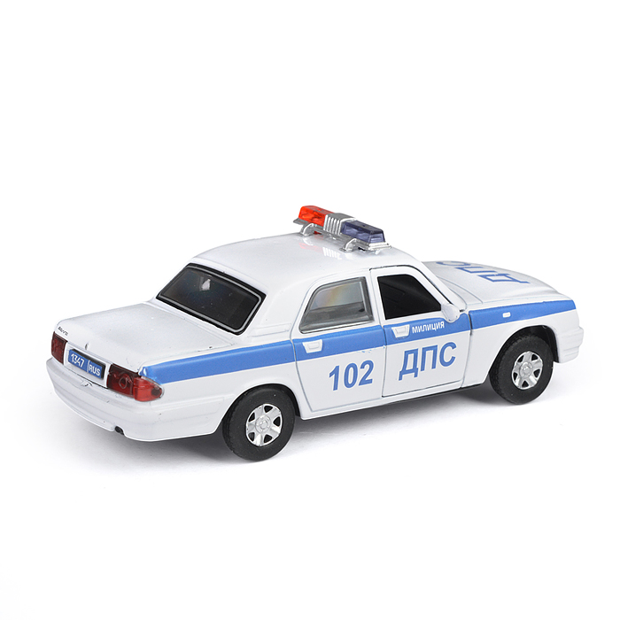 Фото к товару Машина металл ГАЗ -31105 «Волга» Полиция 12,3 см, (дв, баг, свет-звук) инерц., в коробке Машина металл ГАЗ -31105 «Волга» Полиция 12,3 см, (дв, баг, свет-звук) инерц., в коробке