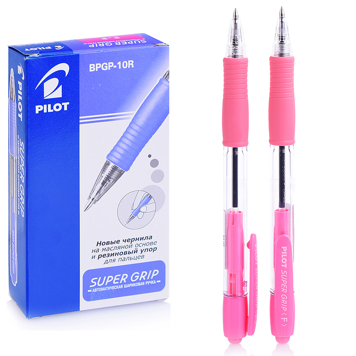 Ручка шариковая автоматическая "Super Grip" синяя, 0,7мм, розовый грип Ручка шариковая автоматическая "Super Grip" синяя, 0,7мм, розовый грип