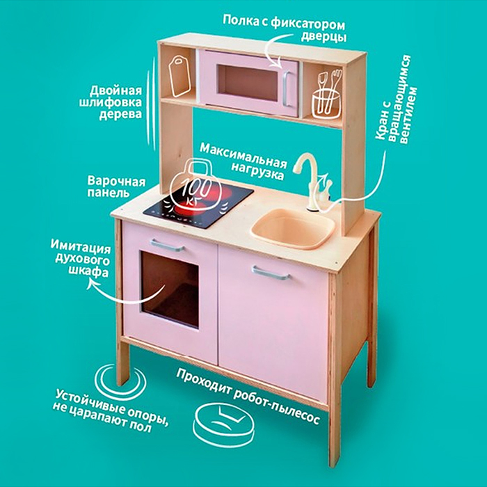 Фото к товару Кухня, розовый фасад Кухня, розовый фасад