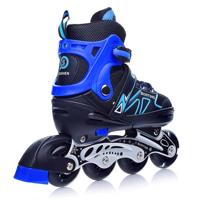 Фото к товару Роликовые коньки U001752Y раздвижные, PU колёса со светом, размер M, черно-синие, в сумке Роликовые коньки U001752Y раздвижные, PU колёса со светом, размер M, черно-синие, в сумке