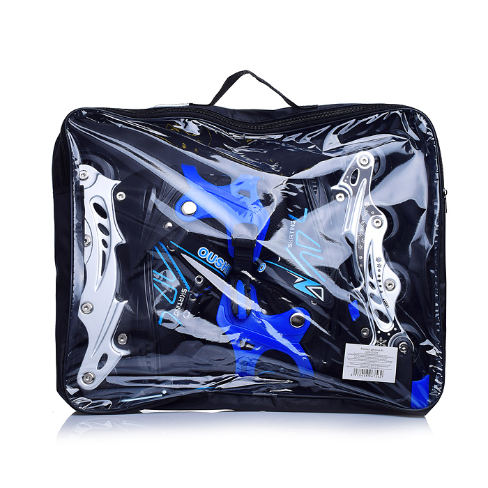 Фото к товару Роликовые коньки U001752Y раздвижные, PU колёса со светом, размер M, черно-синие, в сумке Роликовые коньки U001752Y раздвижные, PU колёса со светом, размер M, черно-синие, в сумке