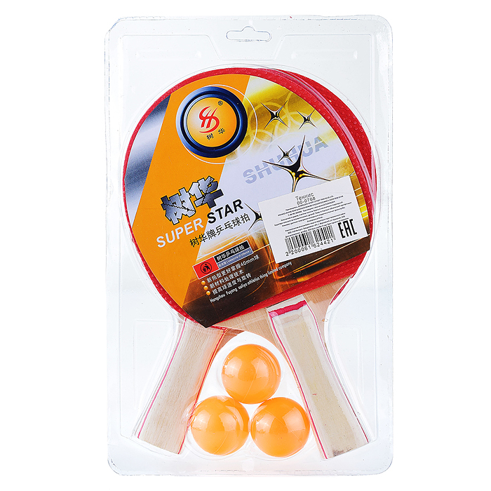 Набор для настольного тенниса 00-0768 (2 ракетки, 3 мяча) на листе