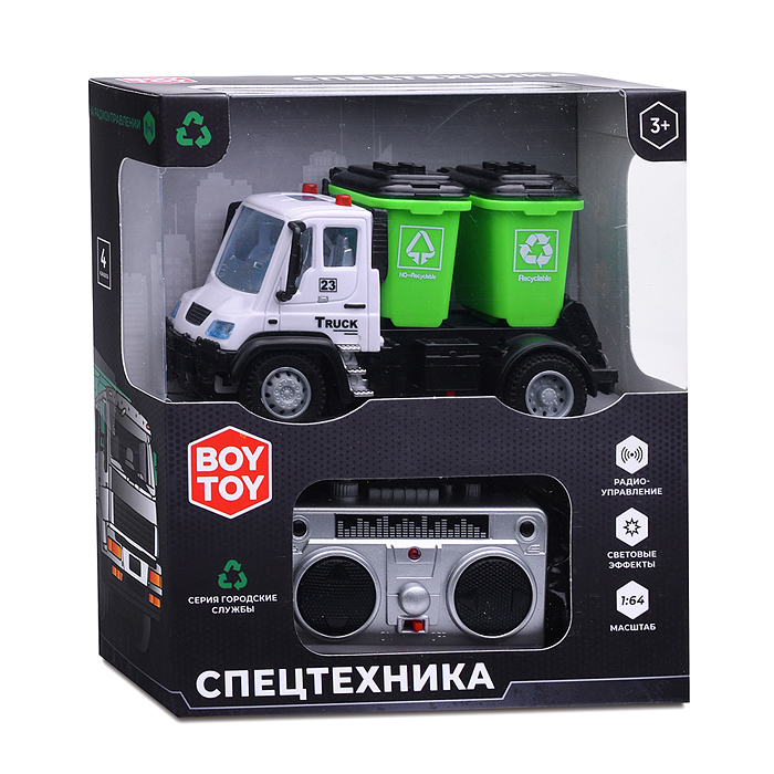 Фото к товару Машина BT0007-2 "Спецтехника. Мусоровоз" р/у, в коробке Машина BT0007-2 "Спецтехника. Мусоровоз" р/у, в коробке