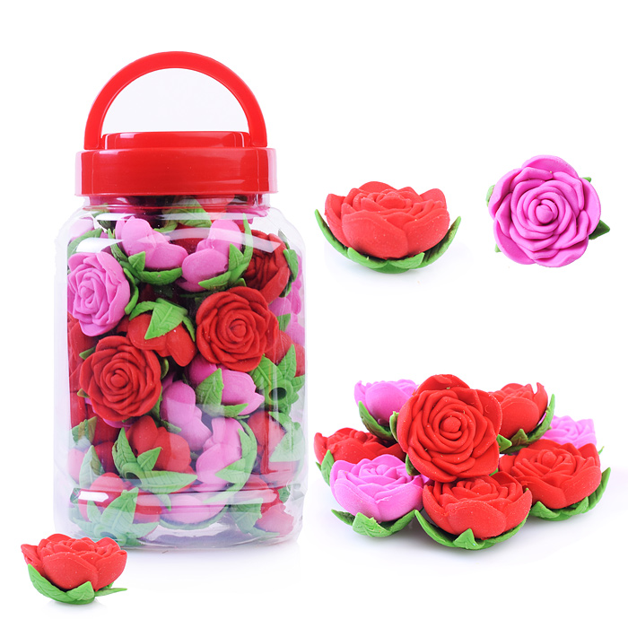 Ластик  "Роза" термопластичная резина, в банке , микс цвета, можно использовать как счетный материал