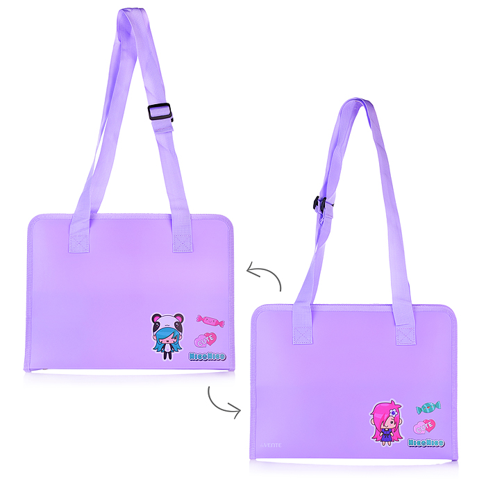 Папка для рисунков и тетрадей на круговой молнии "NicoNico" A4 (340x250x30 мм) 500 мкм, 