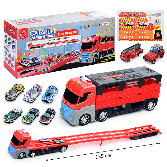 Машина T908A "Трейлер-катапульта" в коробке (красный) Машина T908A "Трейлер-катапульта" в коробке (красный)