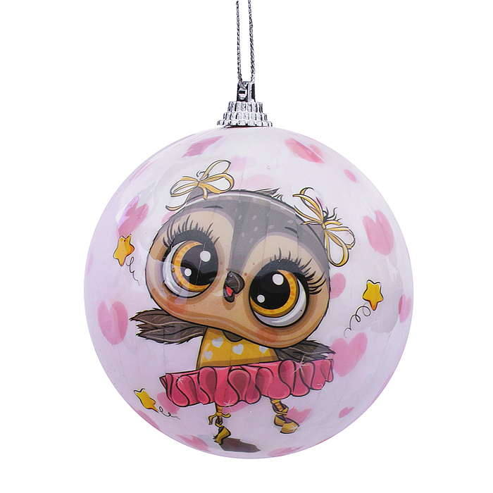 Набор елочных шаров S1807 "Совушки" (8см*3шт)