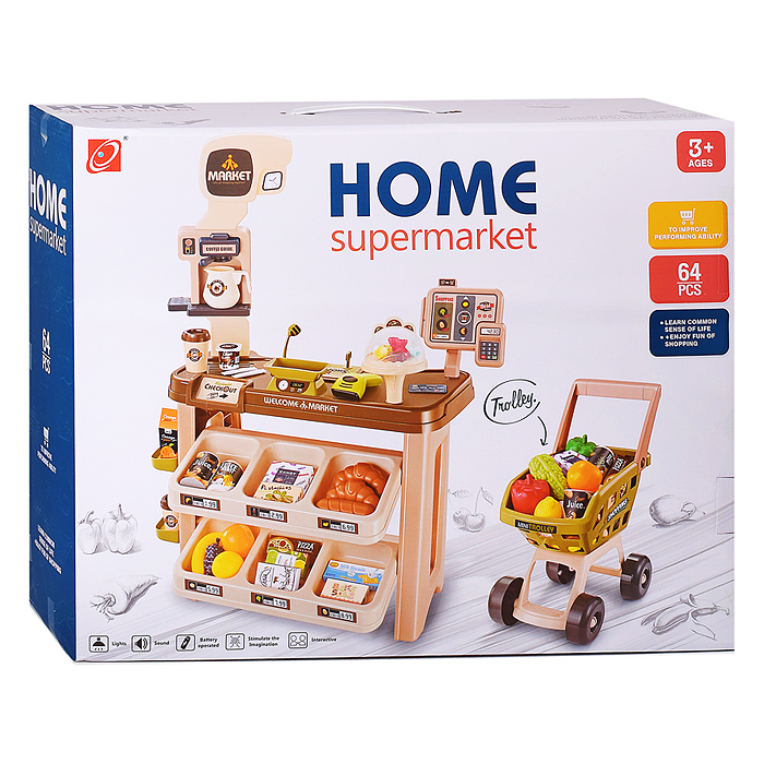 Игровой набор супермаркет 668-111 "Эконом" (64 предметов) в коробке