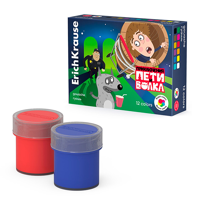 Гуашь "Приключения Пети и Волка" 12 цветов по 20 мл. Гуашь "Приключения Пети и Волка" 12 цветов по 20 мл.