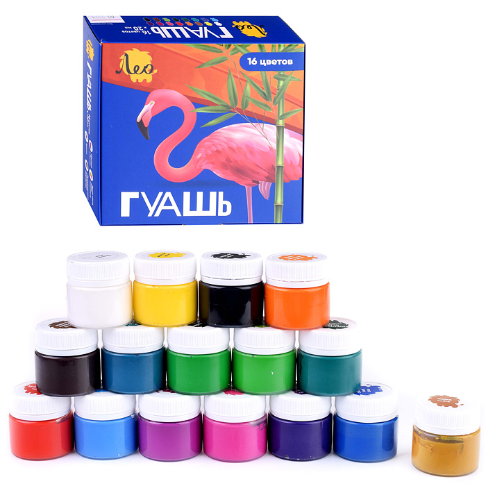  гуашь 16 цв. 20 мл. "Лео" "Ярко" 