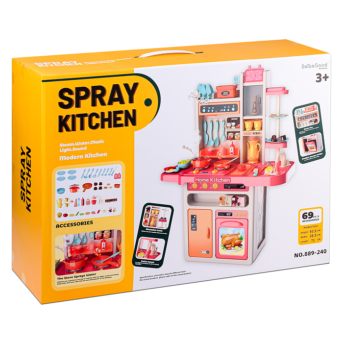 Фото к товару Игровой набор кухня 889-240 "Гурман" (свет, звук, пар) 69 предметов, в коробке Игровой набор кухня 889-240 "Гурман" (свет, звук, пар) 69 предметов, в коробке