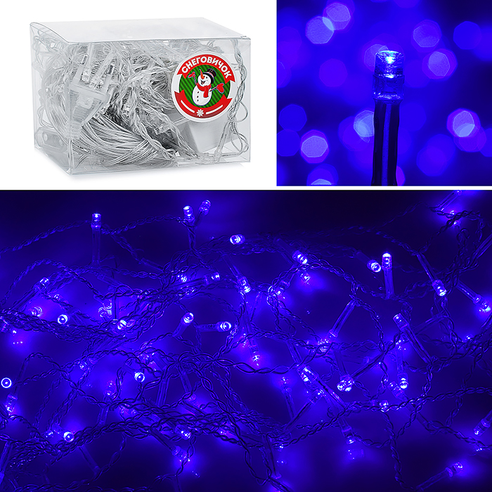 Электрогирлянда светодиодная 3 м, 96 ламп, синий Электрогирлянда светодиодная 3 м, 96 ламп, синий