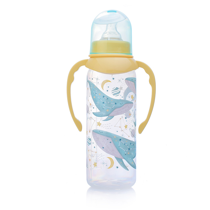 Бутылочка для кормления 250мл, соска M, ручки, "Звездное небо" в ассортименте
