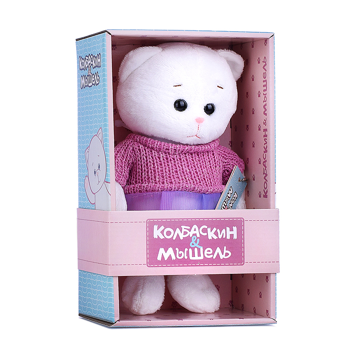 Мышель в фиолетовом свитере и юбочке, 20 см, в коробке
