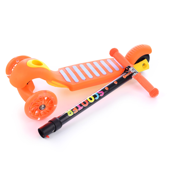 Самокат U038265Y 3-х кол., оранжевый, светящиеся колёса, PU, ABEC 7, в коробке