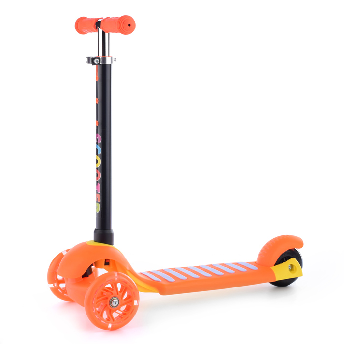 Самокат U038265Y 3-х кол., оранжевый, светящиеся колёса, PU, ABEC 7, в коробке
