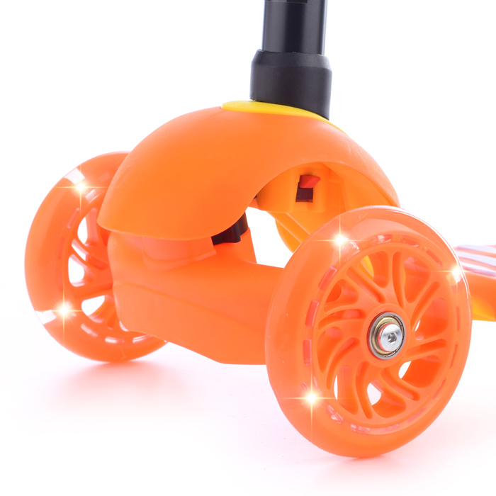 Самокат U038265Y 3-х кол., оранжевый, светящиеся колёса, PU, ABEC 7, в коробке