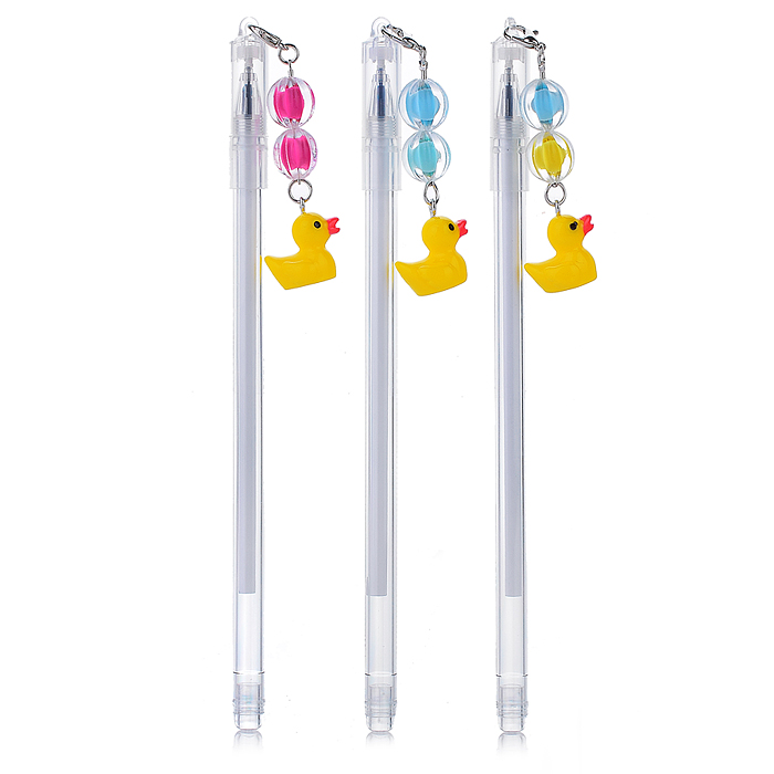 Ручка гелевая синяя 0,5 с подвесом "Уточка"