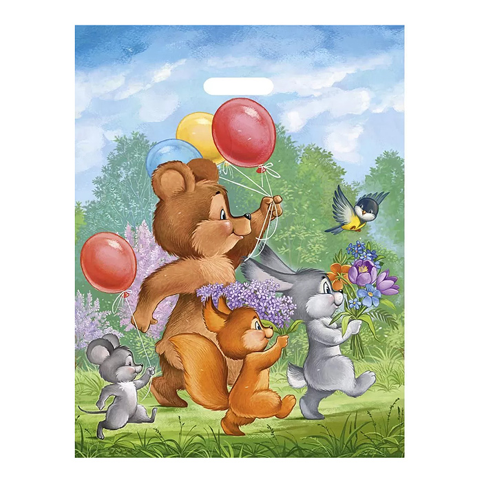 Полиэтиленовый пакет "Праздник у зверят" формат А4 Полиэтиленовый пакет "Праздник у зверят" формат А4