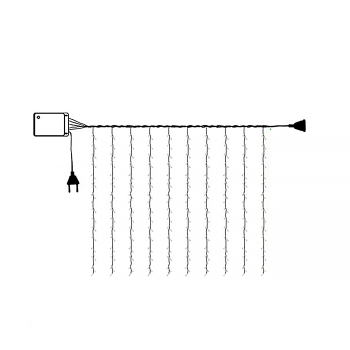 Фото к товару Электрогирлянда-занавес 3*2м, 320 ламп, цветная Электрогирлянда-занавес 3*2м, 320 ламп, цветная