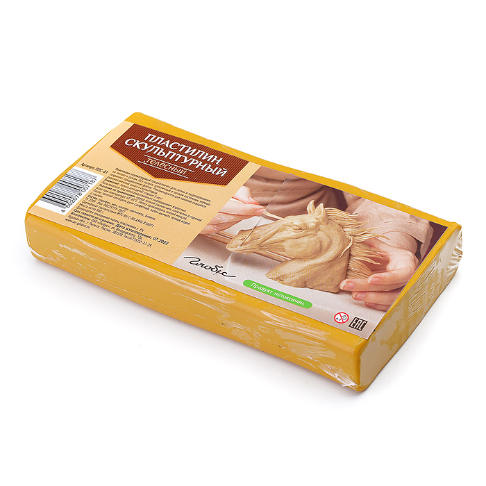 Пластилин скульптурный телесный, 500 г, пленка, твердый Пластилин скульптурный телесный, 500 г, пленка, твердый