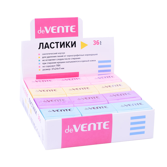 Фото к товару Ластик "Pastel" синтетический каучук, прямоугольный цветной, 37x24x11 мм, в индивидуальной Ластик "Pastel" синтетический каучук, прямоугольный цветной, 37x24x11 мм, в индивидуальной