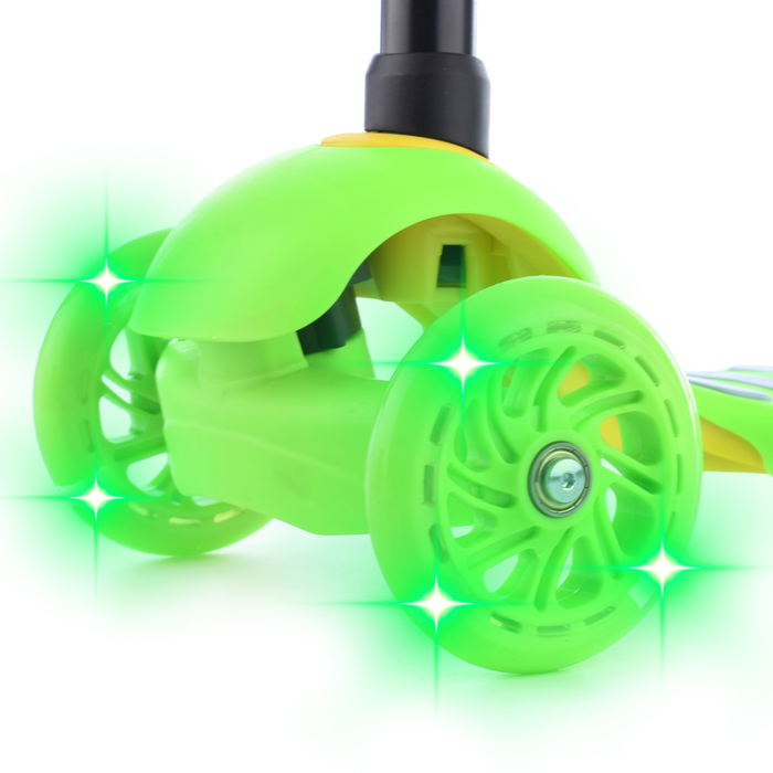 Самокат U038260Y 3-х кол., зелёный, светящиеся колёса, PU, ABEC 7, в коробке